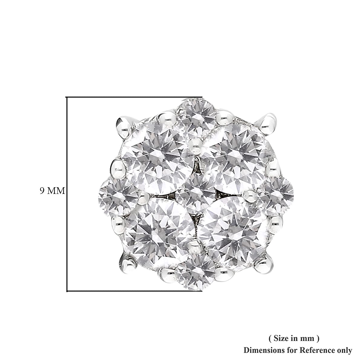 9K White Gold SGL Certified Natural Diamond (I3/G-H) Stud Earrings 1.00 Ct.