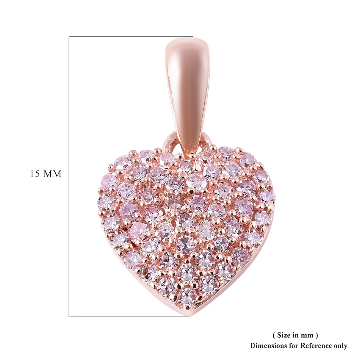 0.25 Ct Natural Pink Diamond Cluster Heart Pendant in 9K Rose Gold