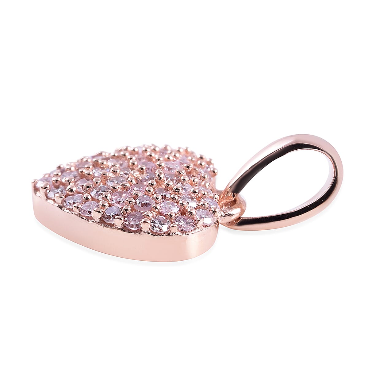 0.25 Ct Natural Pink Diamond Cluster Heart Pendant in 9K Rose Gold