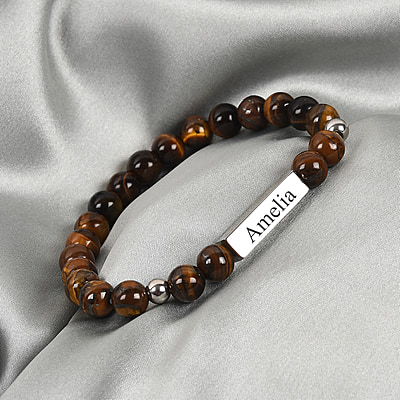 Believe London Tiger Eye Bracelet with Jewelry Bag & Meaning Card | Strong Elastic | Precious Natural Stones Crystal Healing Gemstone Men Women