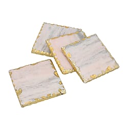 Set of 4 - Square Shaped Marble Coasters (Size 10x10cm) - Grey