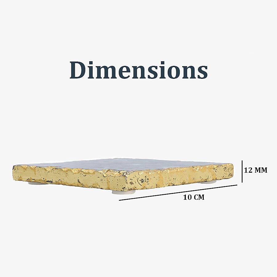 NAKKASHI - Set of 4 - Square Shaped Marble Coasters (Size 10cm) - Green