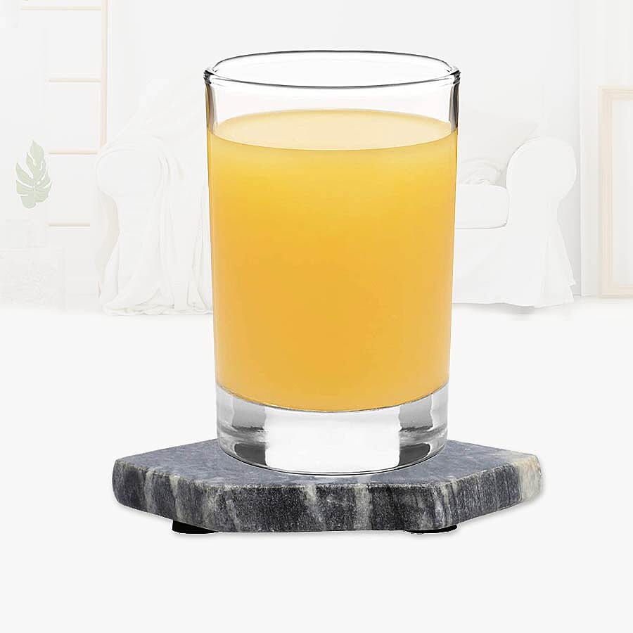 Set of 4 - Hexagon Shaped Marble Coasters (Size 10x10cm) - Grey