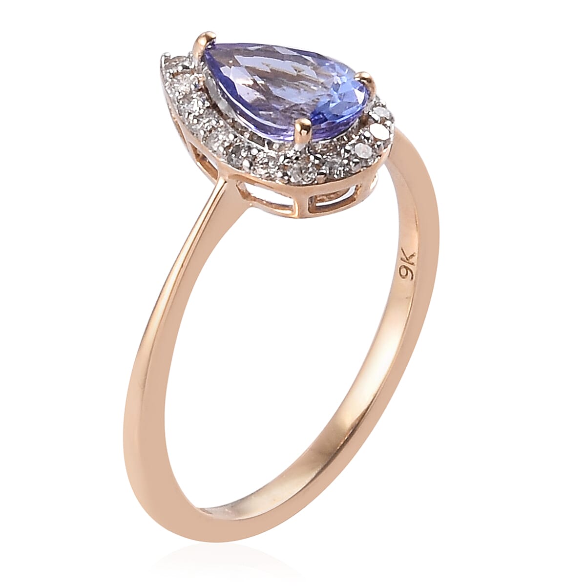 9K Yellow Gold Tanzanite and Diamond Ring 1.00 Ct.