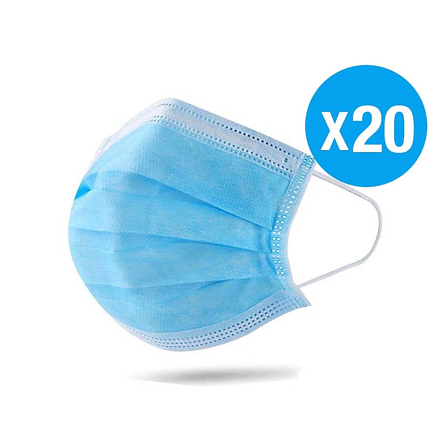 20 piece Set -  Lightweight Non-Woven Disposable Face Cover- 3 Ply