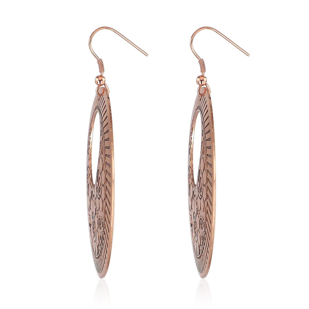 Etched Hook Earrings in Bronze Tone