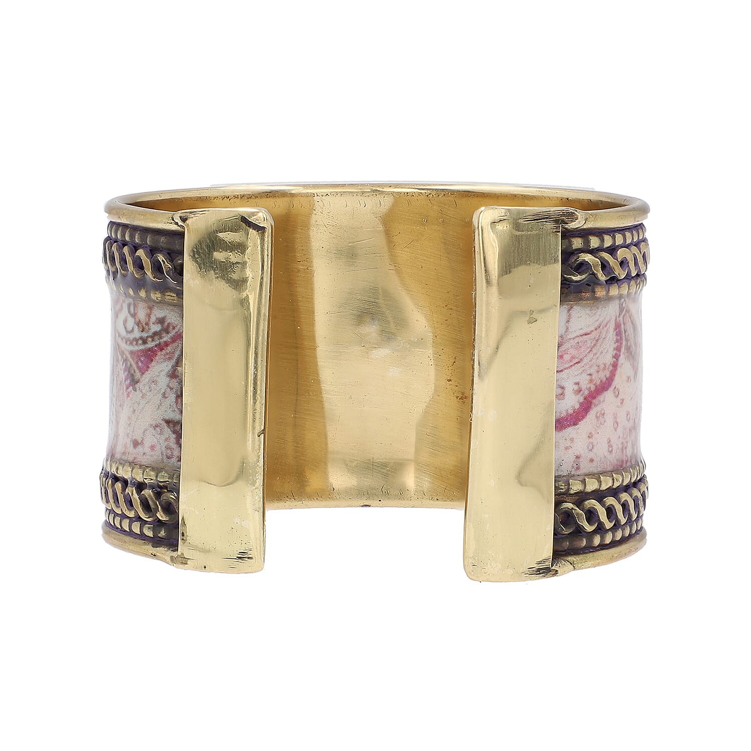 Meena Work Cuff Bangle (size 7) in Antique Brass