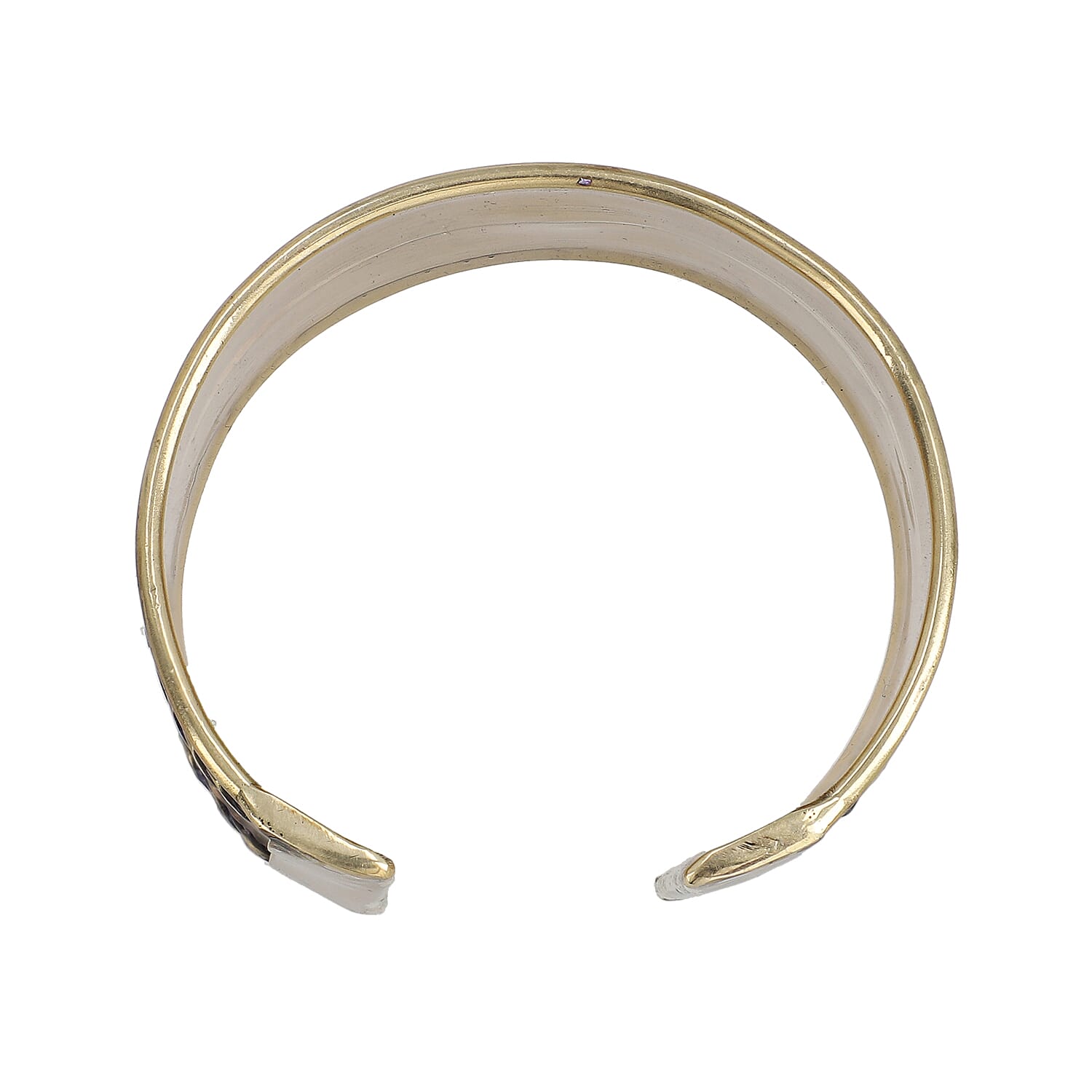 Meena Work Cuff Bangle (size 7) in Antique Brass