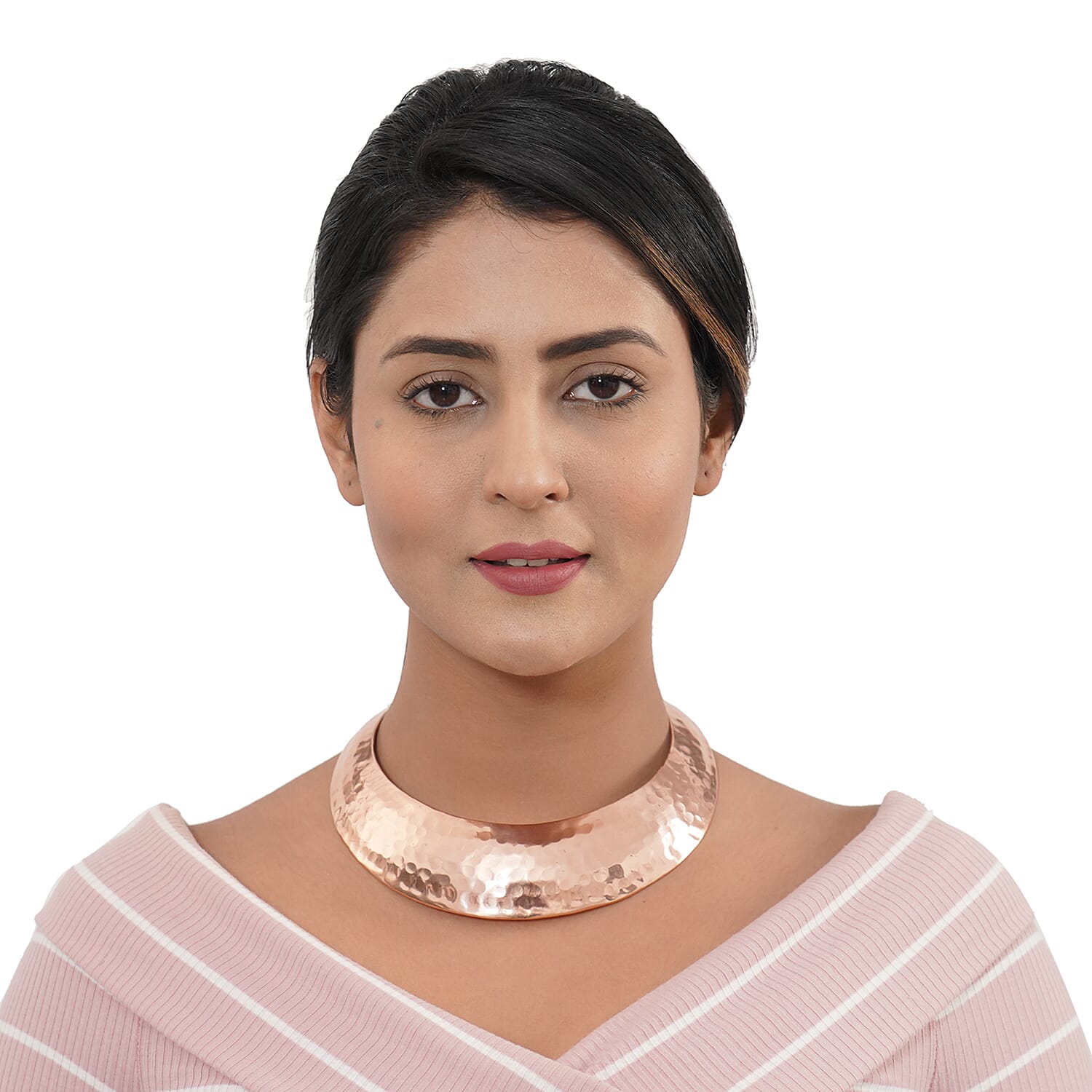 Shiny Hammered Necklace (Size 16) in Bronze Tone