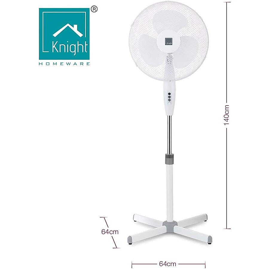 Pedestal Stand 16 Inch Fan (140cm Adjustable Height, 3 Speed Setting, Extra Wide Cross Base, Oscillating, Tilting Head)