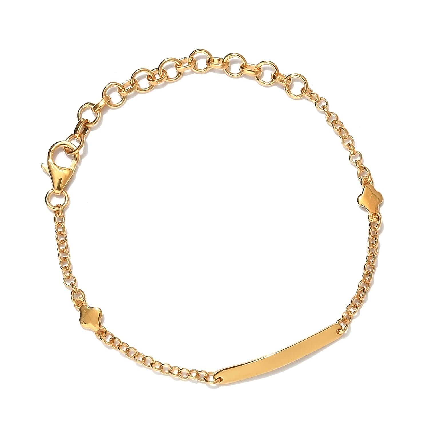 14K Gold Overlay Sterling Silver Bracelet (Size 5.5 with 2 inch Extender)