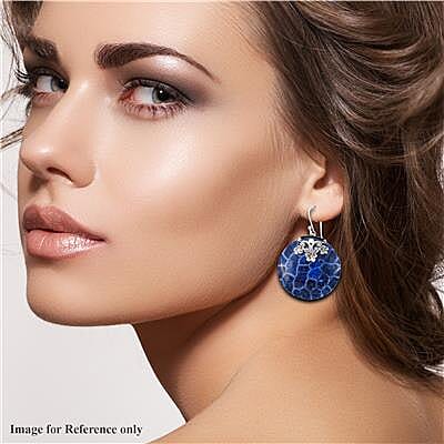Royal Bali Collection - Blue Coral Hook Earrings in Sterling Silver