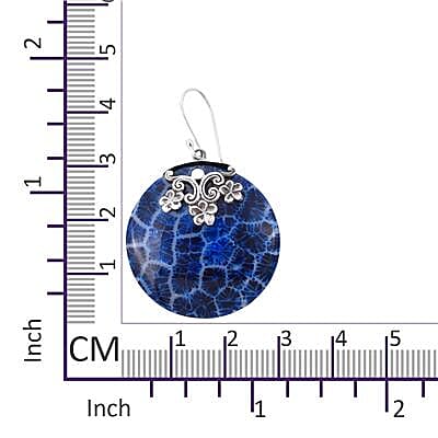Royal Bali Collection - Blue Coral Hook Earrings in Sterling Silver