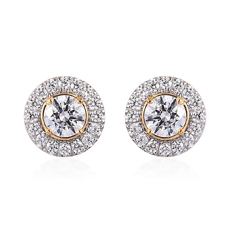 J Francis - 14K Gold Overlay Sterling Silver (Round) Stud Earrings (with Push Back) Made with Finest CZ 6.44 Ct.