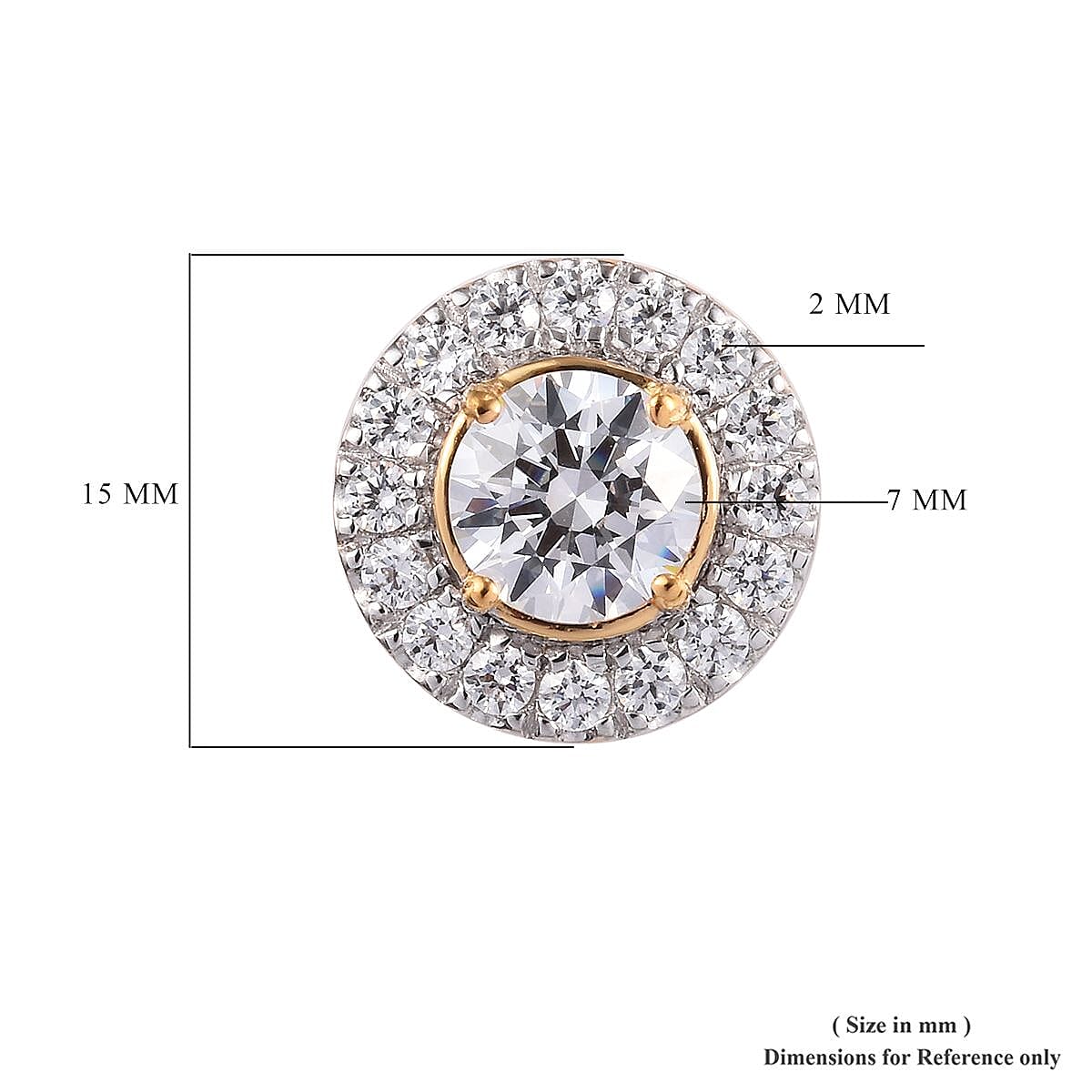 J Francis - 14K Gold Overlay Sterling Silver (Round) Stud Earrings (with Push Back) Made with Finest CZ 6.44 Ct.
