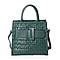 100% Genuine Leather Quilted Pattern Handbag with Buckle and Shoulder Strap (Size 30x15x31cm) - Green