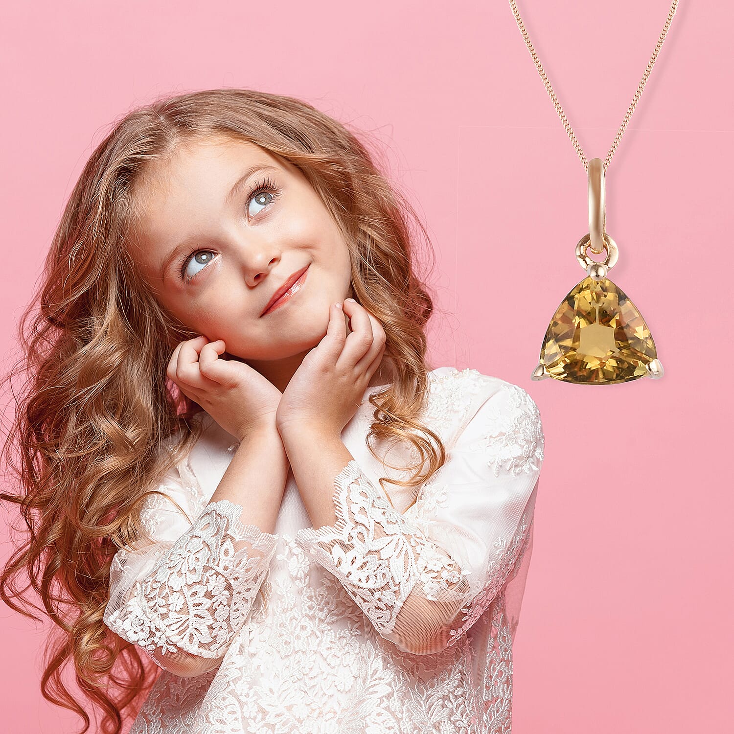 9K Yellow Gold AA Marialite Soliatire Pendant 0.40 Ct.