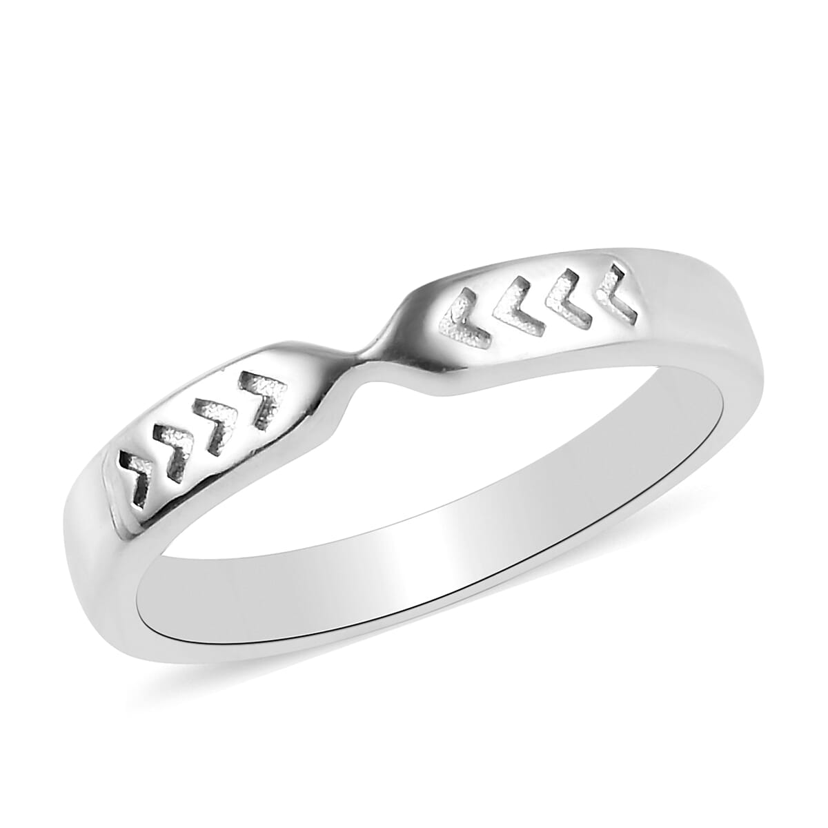 Platinum Overlay Sterling Silver Arrow Band Ring