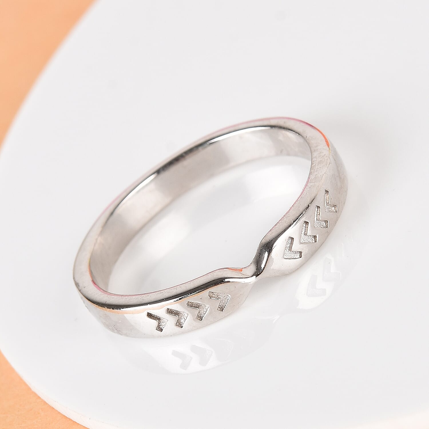 Platinum Overlay Sterling Silver Arrow Band Ring