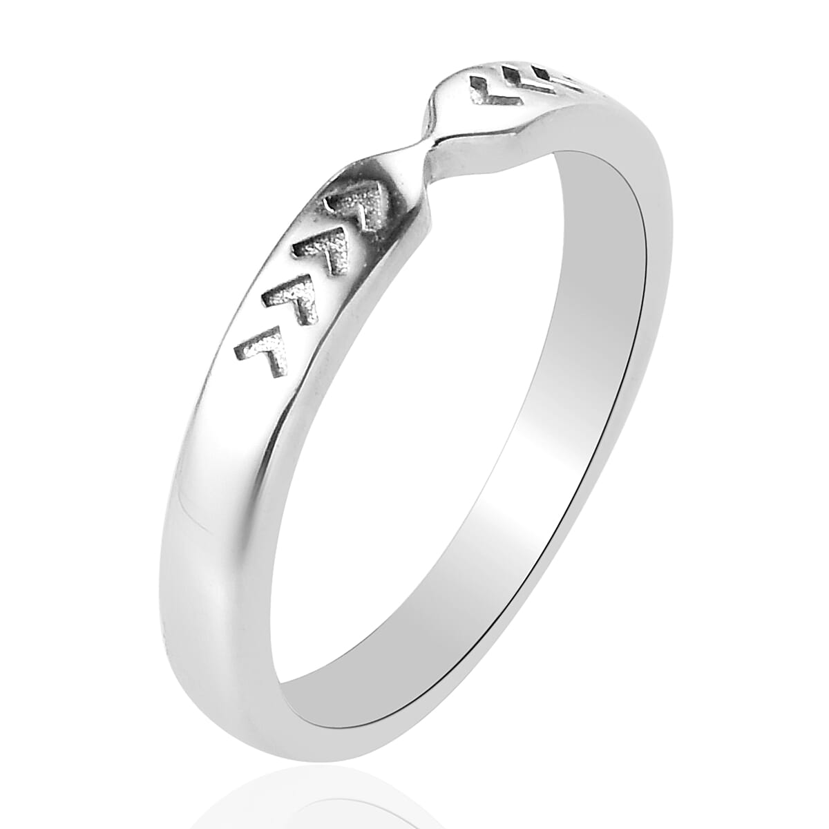 Platinum Overlay Sterling Silver Arrow Band Ring
