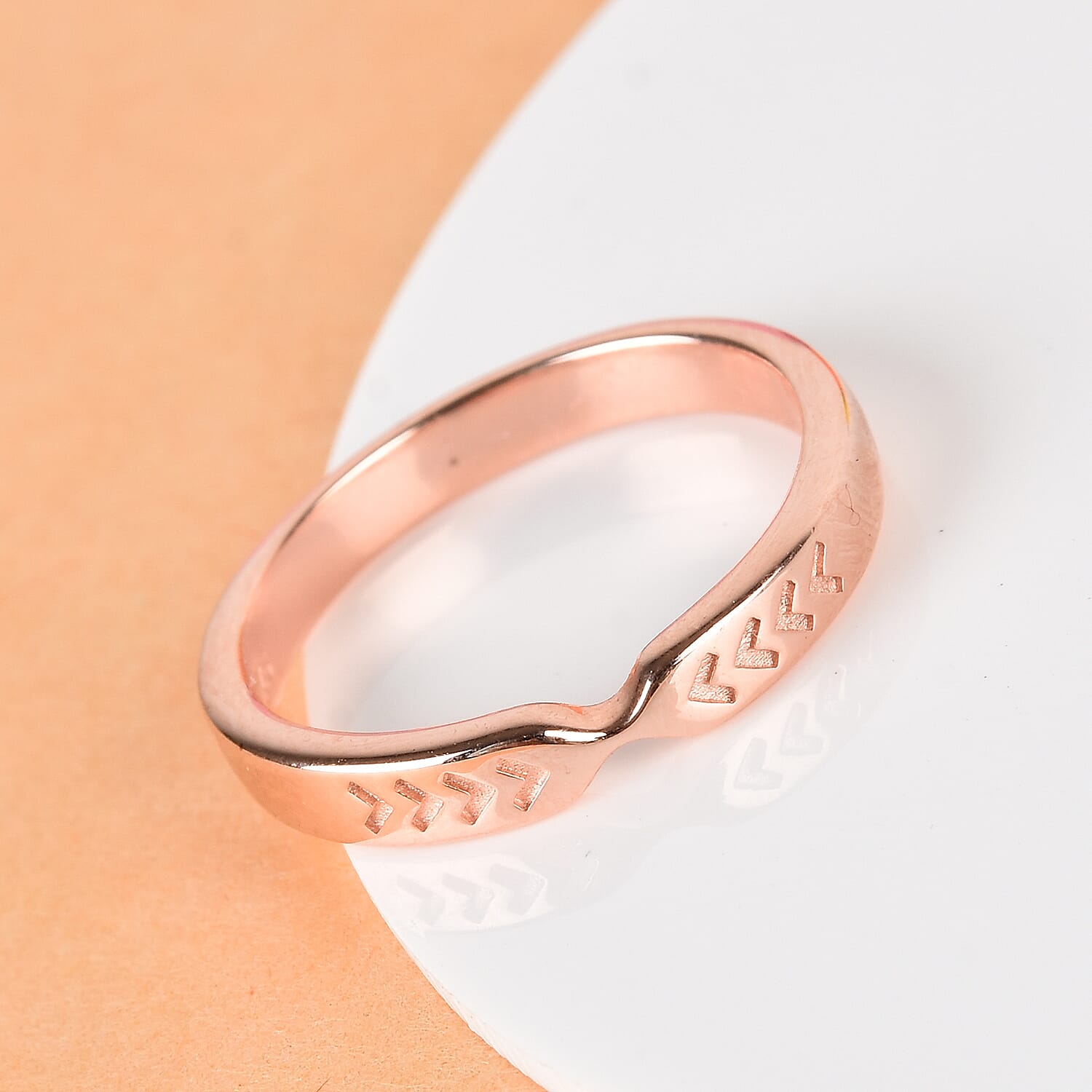 Rose Gold Overlay Sterling Silver Arrow Band Ring