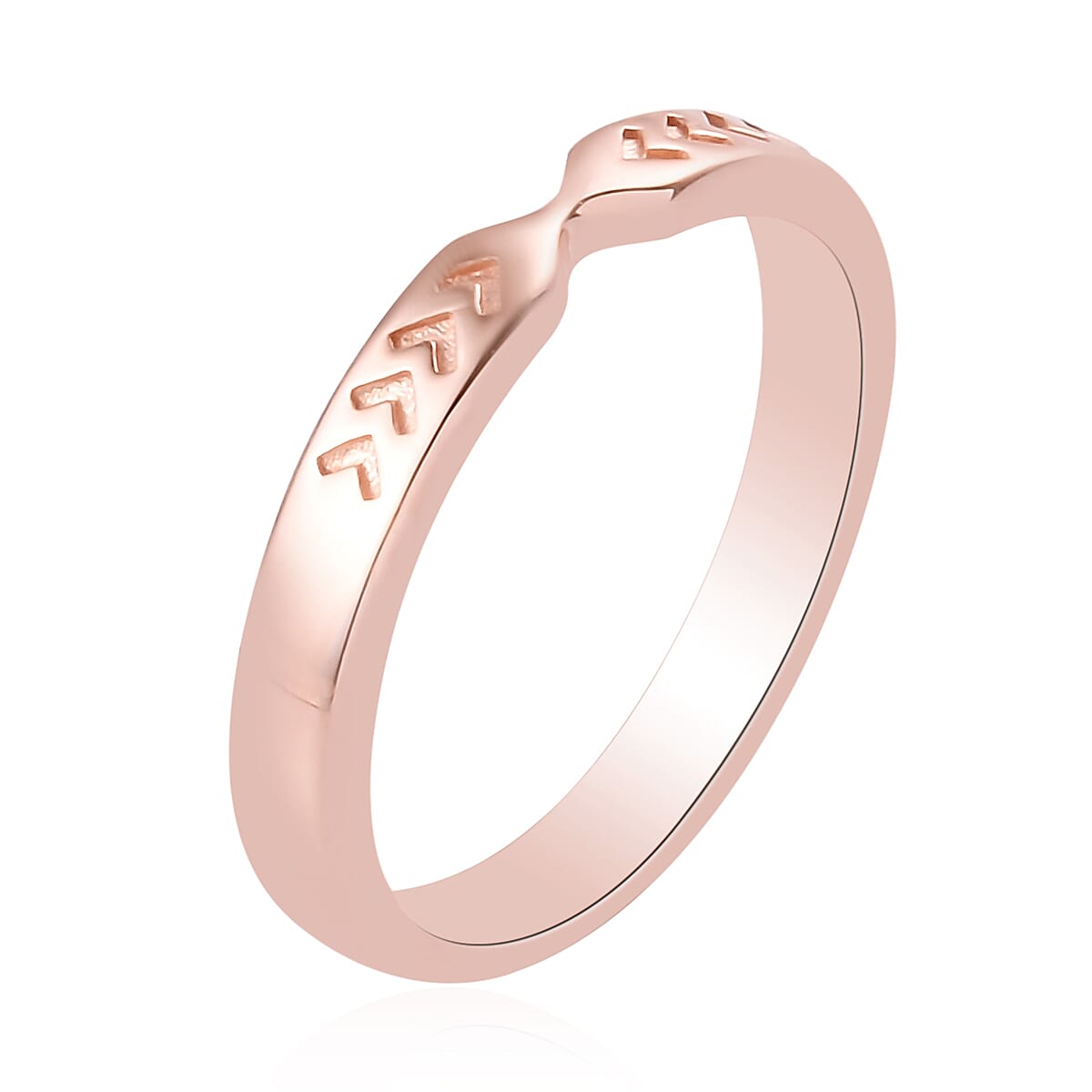 Rose Gold Overlay Sterling Silver Arrow Band Ring