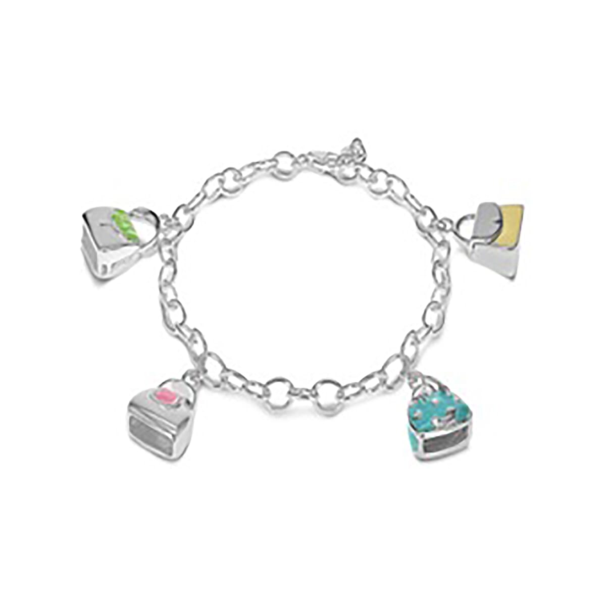 Charmes De Memoire Sterling Silver Enamelled Handbag Charm Bracelet (Size 7.25), Silver wt 11.60 Gms