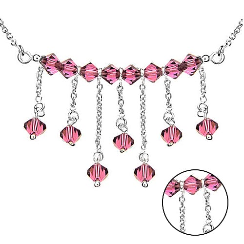 Sterling Silver Lilac Crystal Necklace (Size 16)