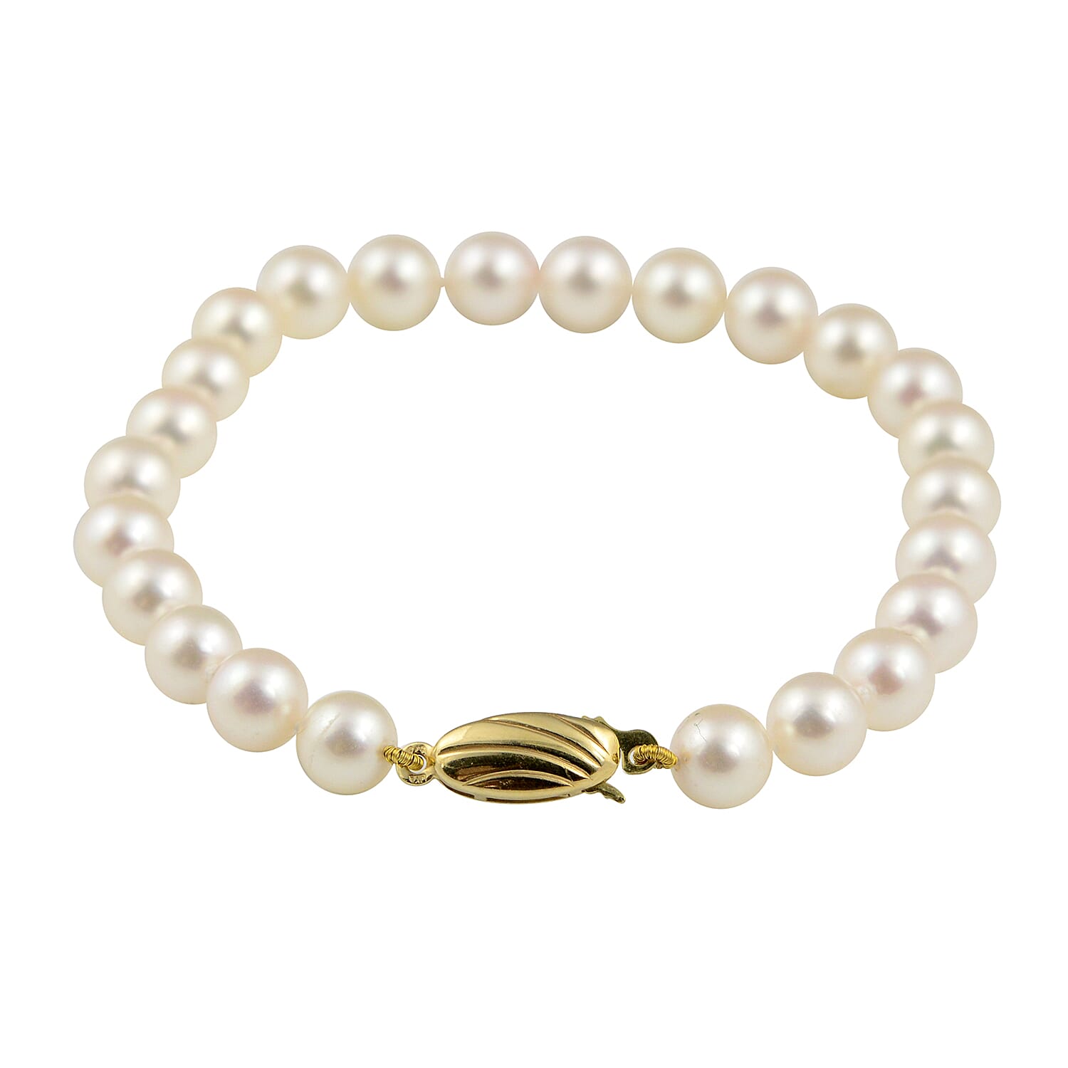 9K Yellow Gold Japanese Akoya Pearl Bracelet (Size 7)