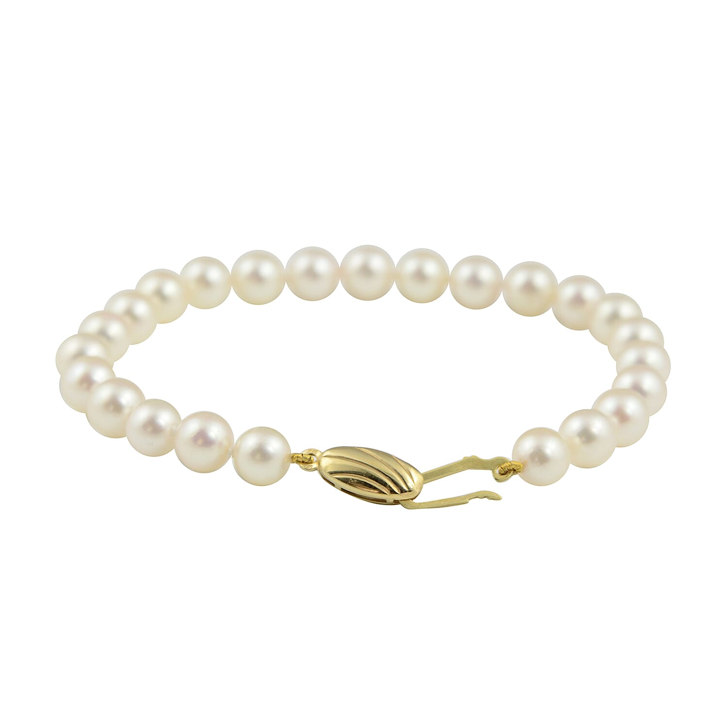 9K Yellow Gold Japanese Akoya Pearl Bracelet (Size 7)