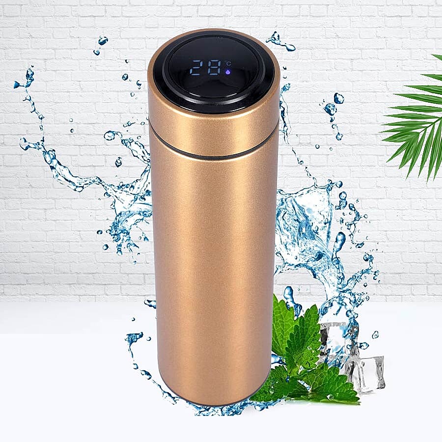 Smart Vacuum Insulated Water Bottle in Stainless Steel and Temperature Indicator  - 480ml - Copper Colour