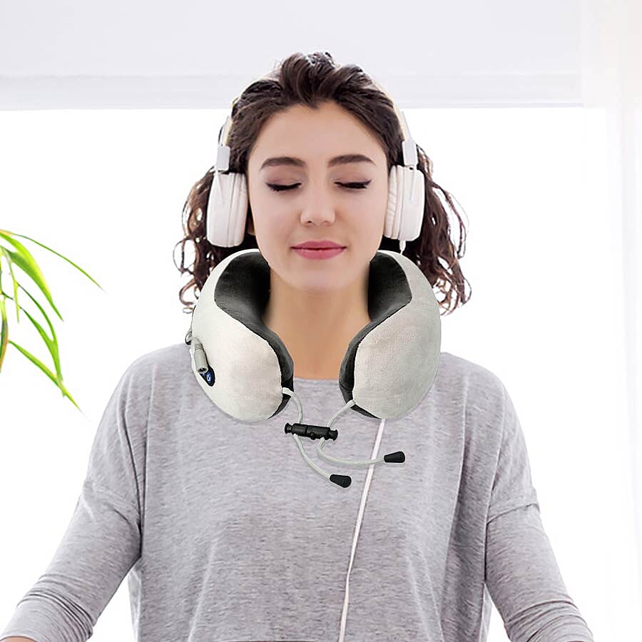 U-Shaped Neck Velvet and Memory Foam Massager (2x22.5x11cm) - Grey