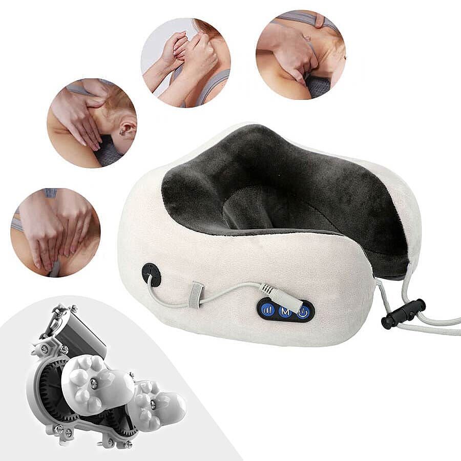 U-Shaped Neck Velvet and Memory Foam Massager (2x22.5x11cm) - Grey