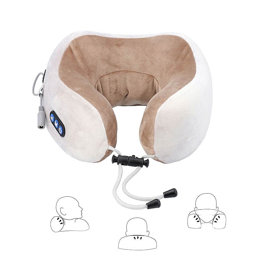 U-Shaped Neck Velvet and Memory Foam Massager (2x22.5x11cm) - Beige