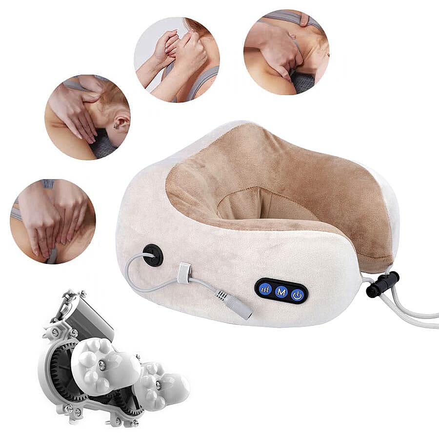 U-Shaped Neck Velvet and Memory Foam Massager (2x22.5x11cm) - Beige
