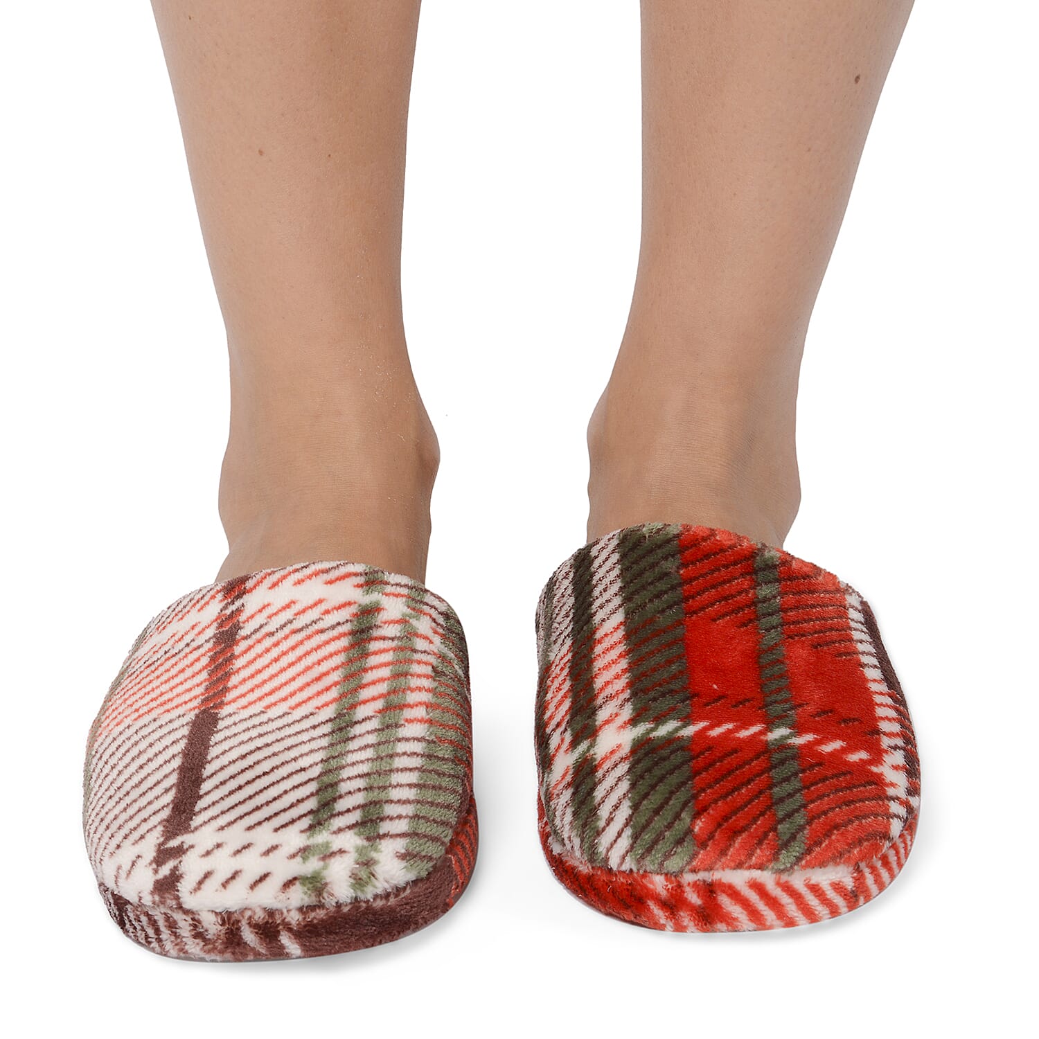 Check Pattern Flannel Hooded Wrap - Red, White and Multi Colour