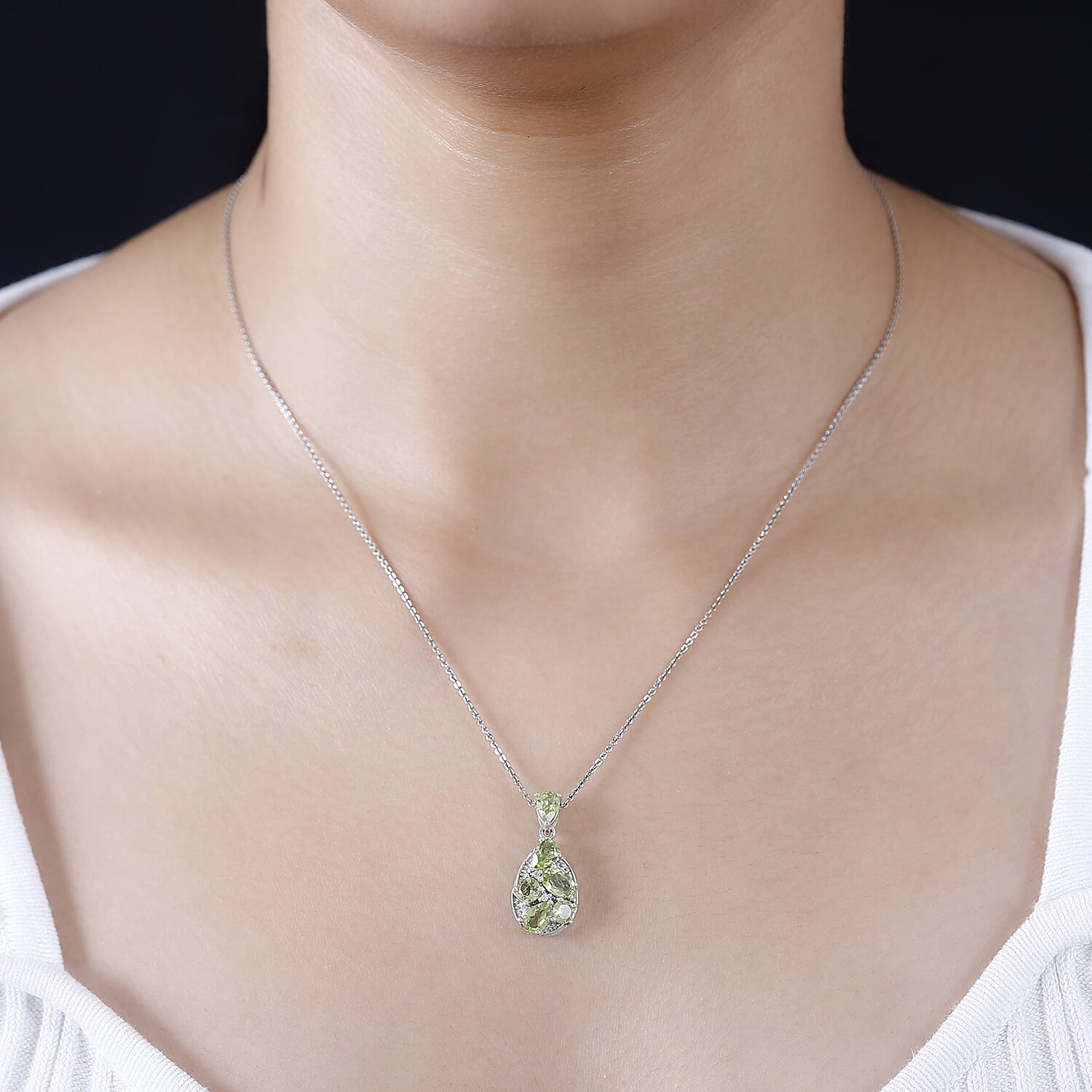 AA Hebei Peridot, Natural Cambodian Zircon Pendant in Platinum Overlay Sterling Silver 2.50 Ct.
