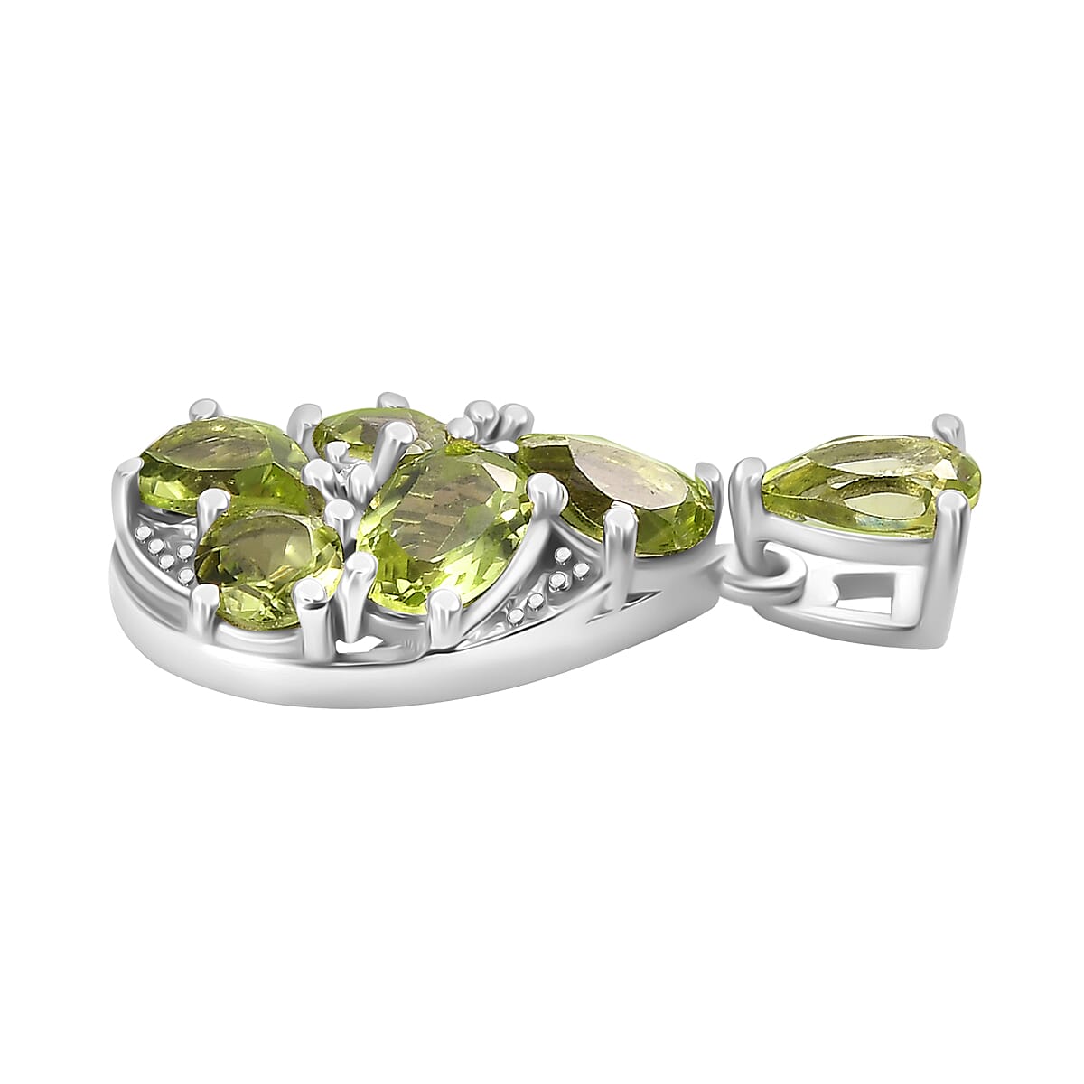 AA Hebei Peridot, Natural Cambodian Zircon Pendant in Platinum Overlay Sterling Silver 2.50 Ct.