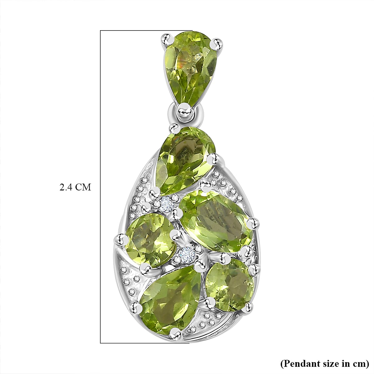 AA Hebei Peridot, Natural Cambodian Zircon Pendant in Platinum Overlay Sterling Silver 2.50 Ct.
