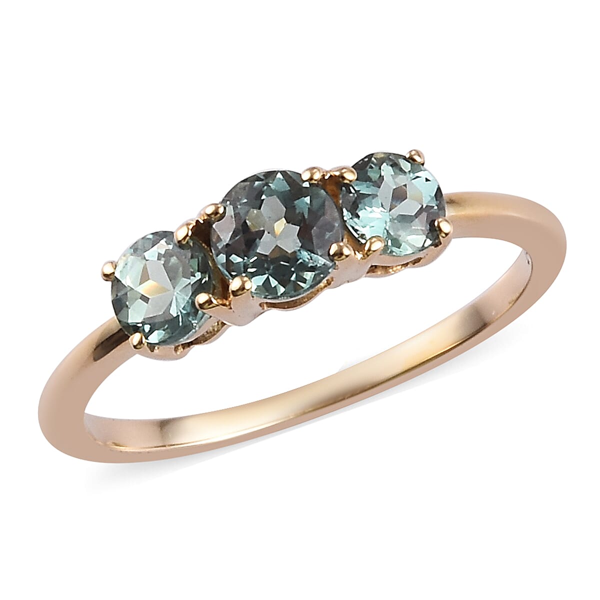 14K Yellow Gold AAA Alexandrite Three Stone Ring 1.00 Ct.