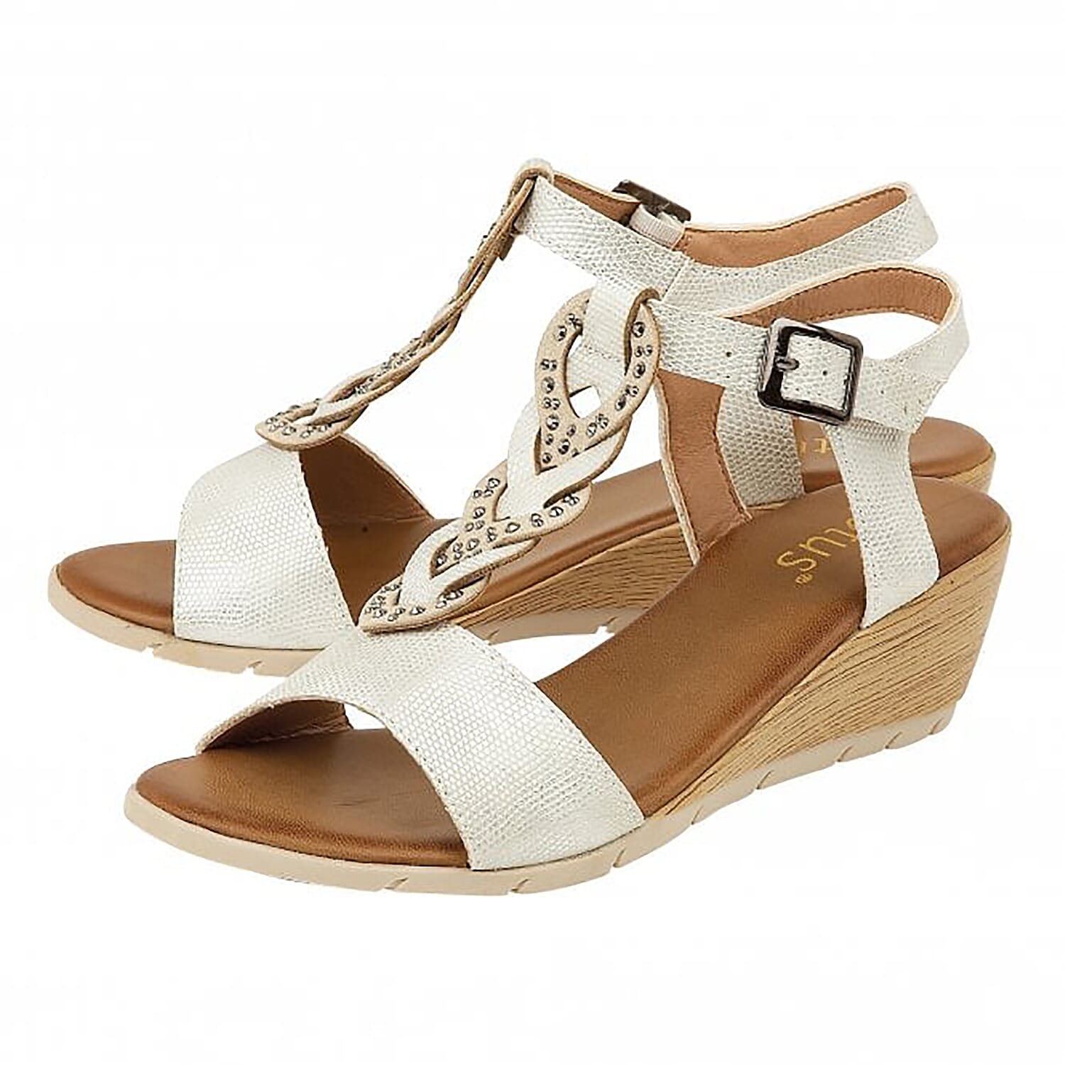 Lotus Orta White Wedge Sandals (Size 3)