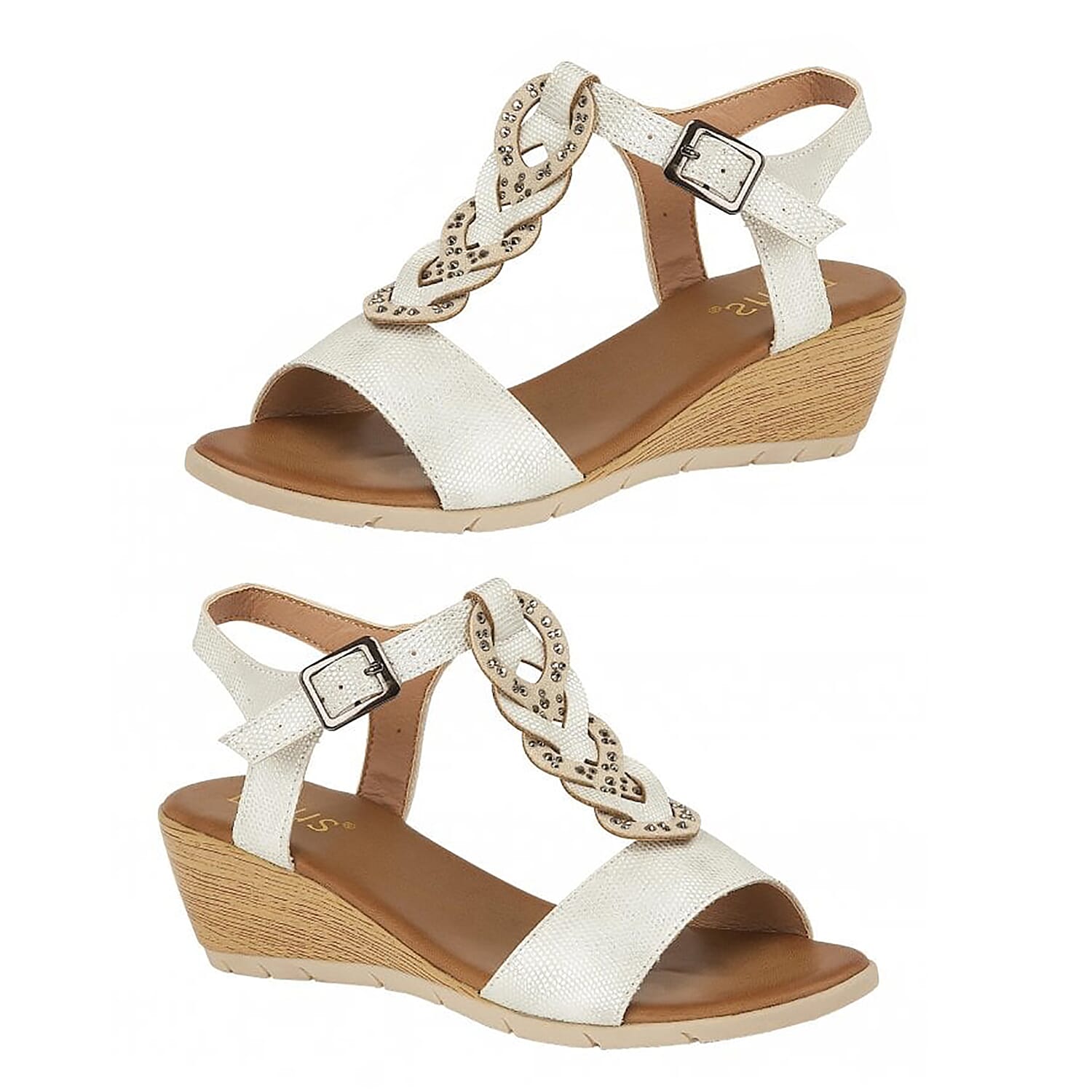 Lotus Orta White Wedge Sandals (Size 3)
