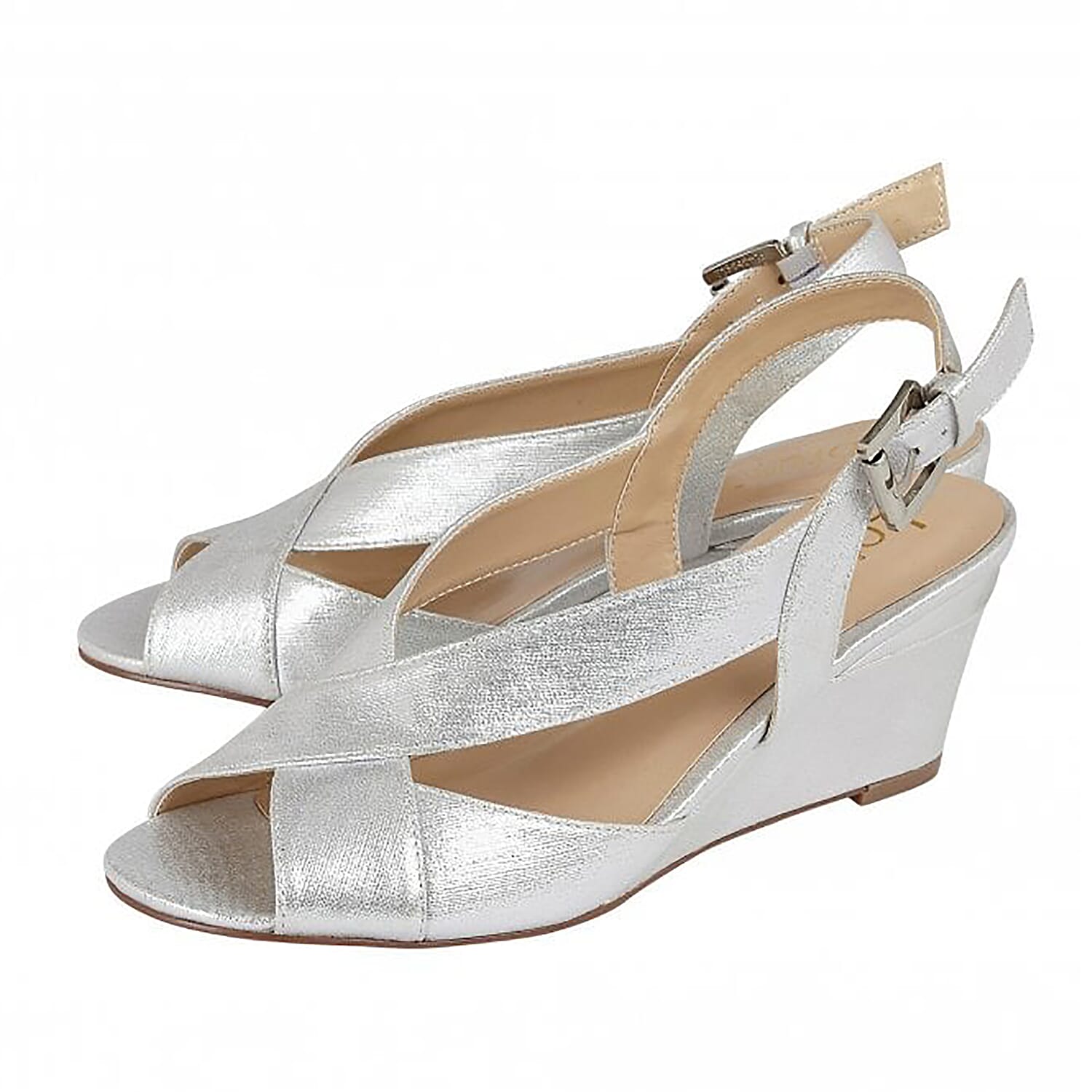 Lotus Dominica Sling-Back Wedge Sandals (Size 4) - Silver