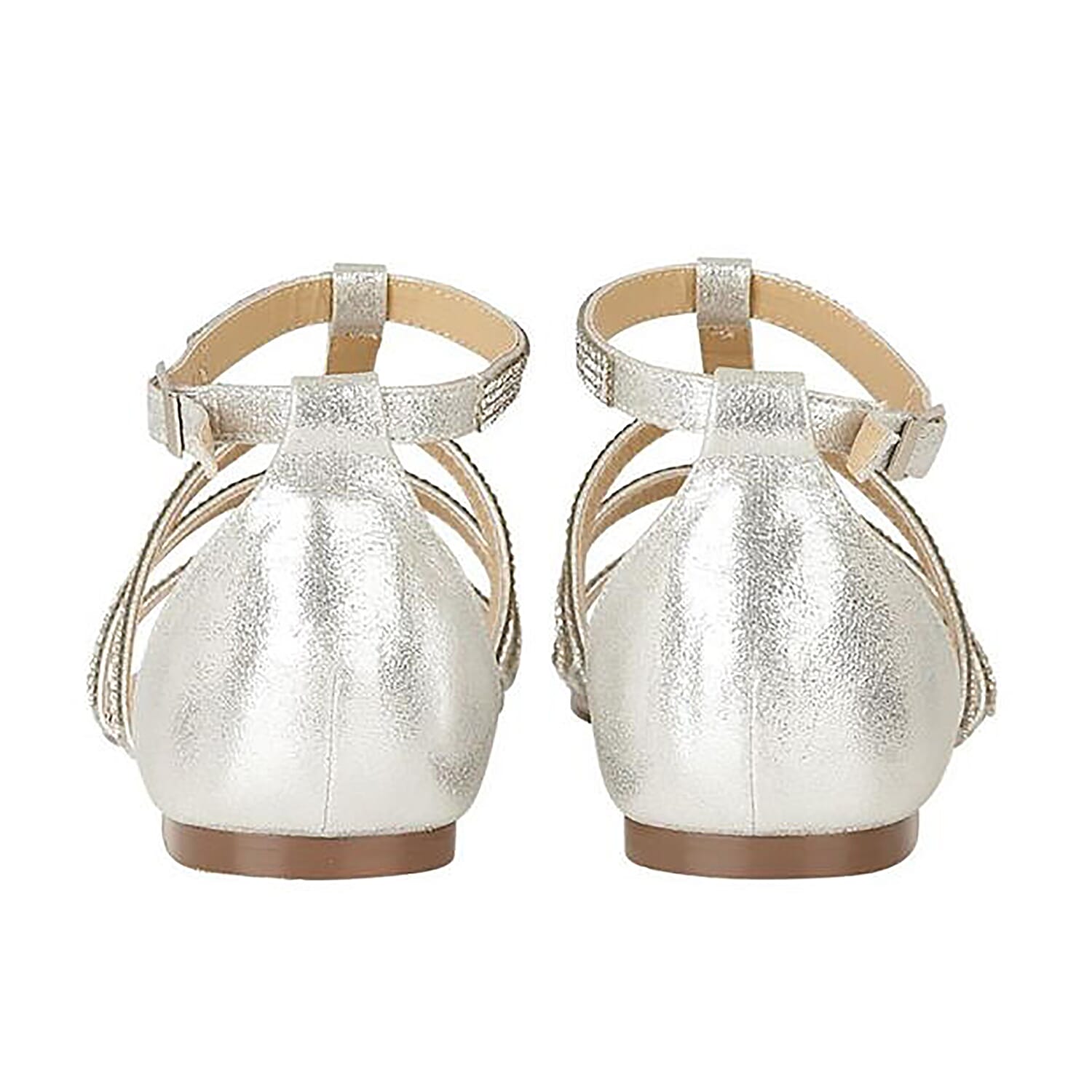 Lotus Silver and Diamante Zelina Flat Strappy Sandals