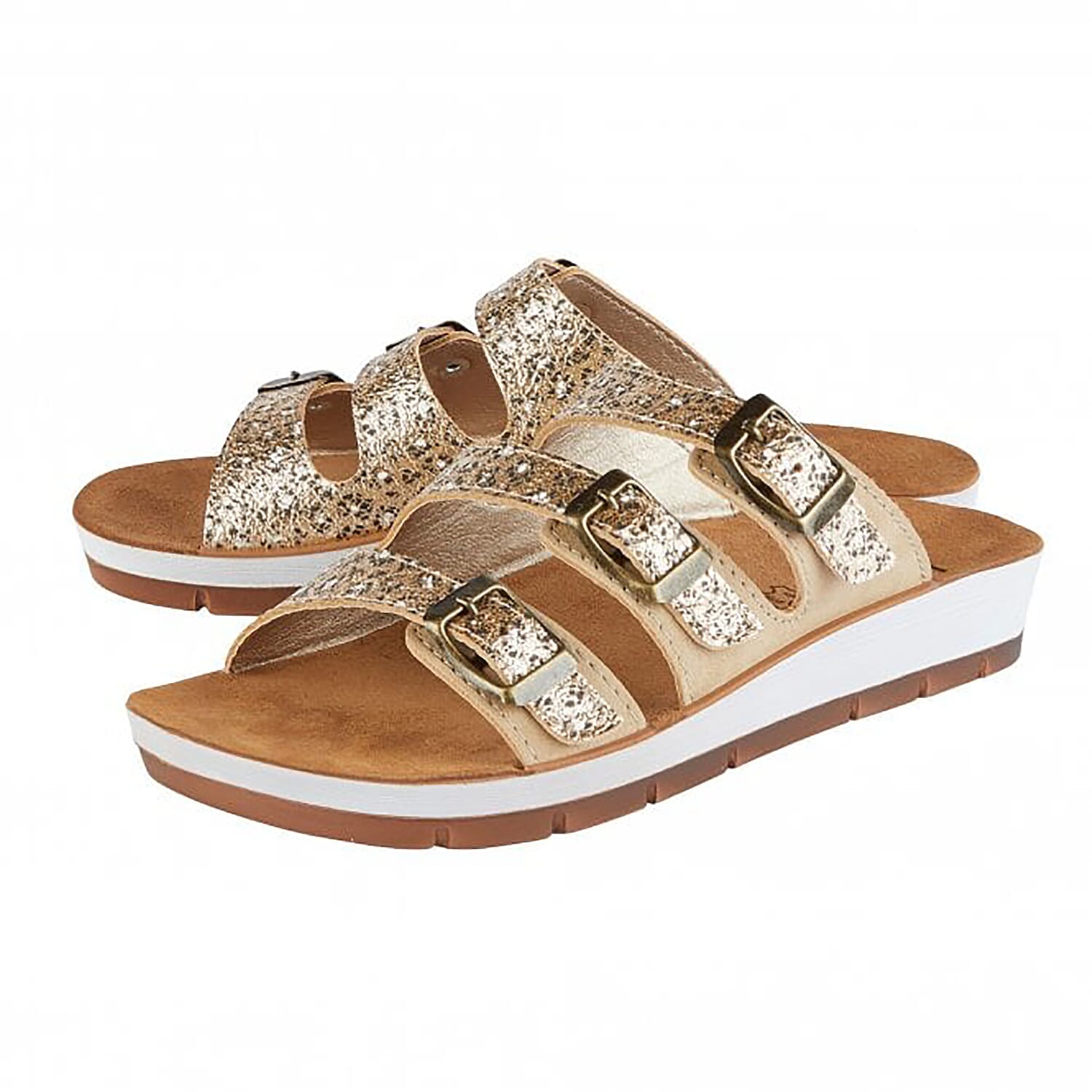 Lotus Gold & Leopard-Print Turin Mule Sandals (Size 4)