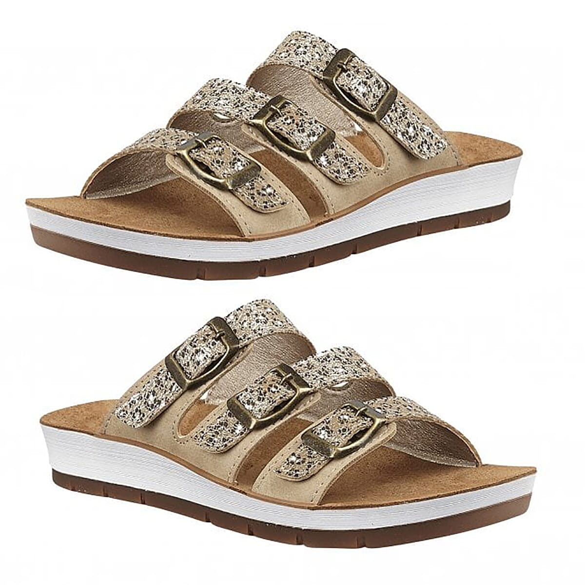 Lotus Gold & Leopard-Print Turin Mule Sandals (Size 4)