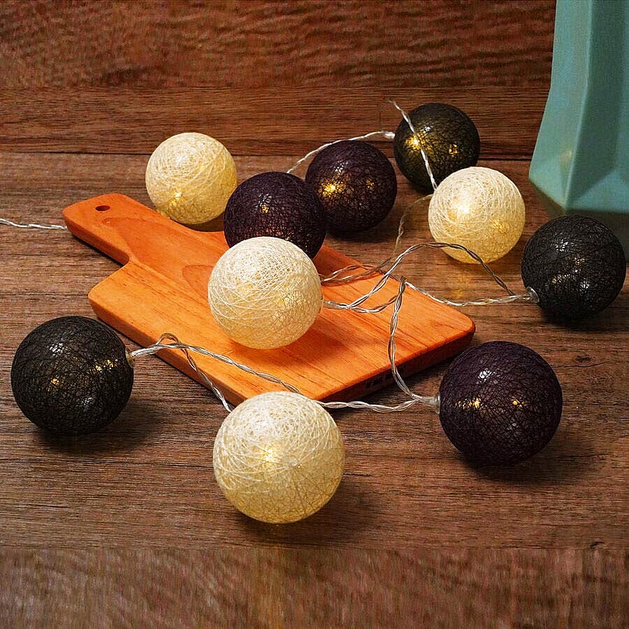 10 LED Balls String Light (Total Length: 180cm) - Black, White and Purple