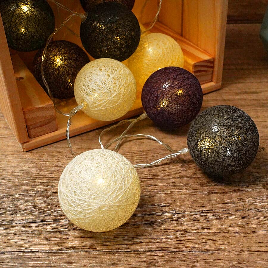 10 LED Balls String Light (Total Length: 180cm) - Black, White and Purple