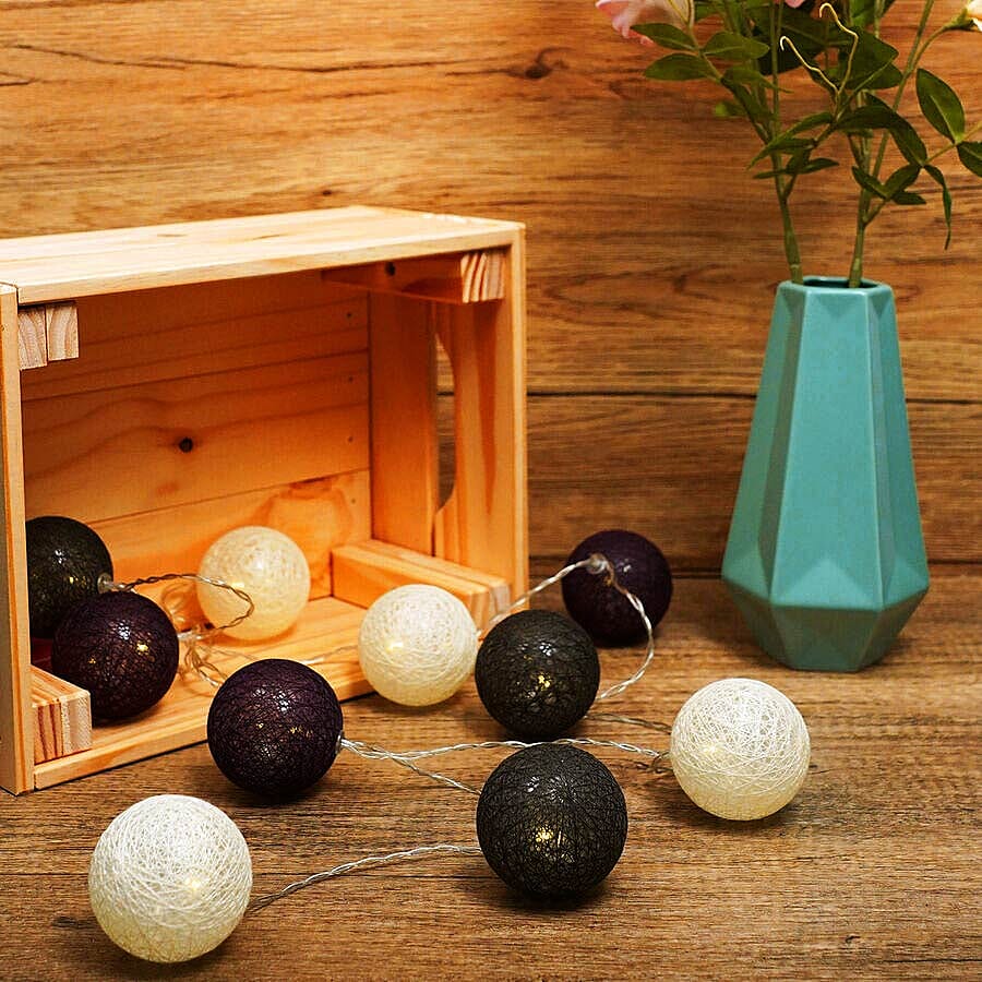 10 LED Balls String Light (Total Length: 180cm) - Black, White and Purple