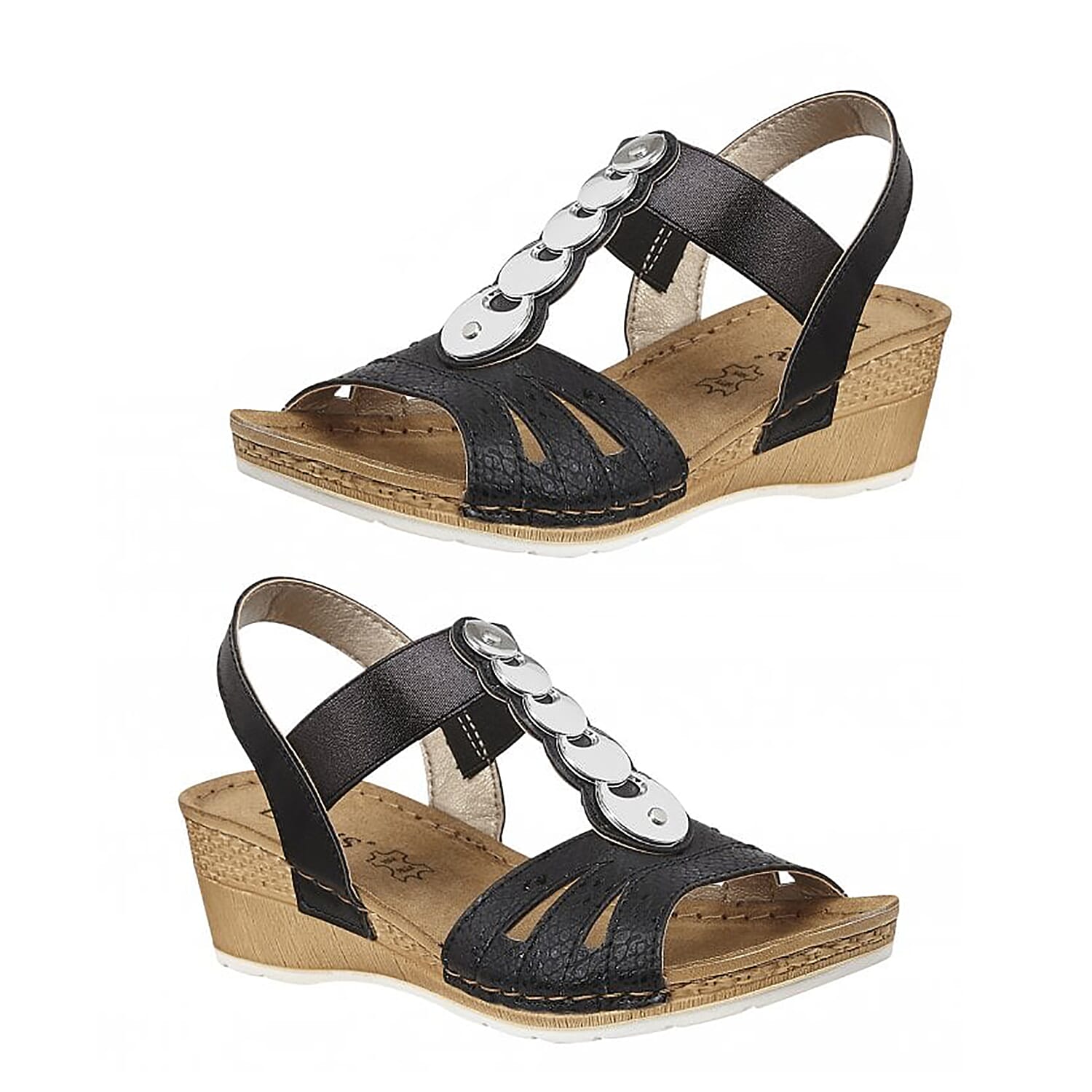 Lotus Padova Wedge Sandals (Size 5) - Black